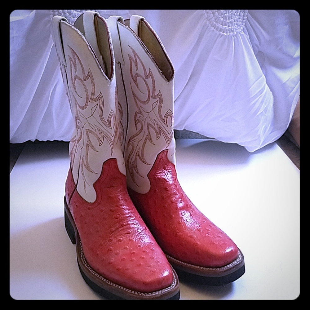 Durango boots size 7.5M corral/red and white